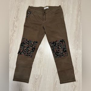 Free People RARE Patchwork Floral Cropped Denim